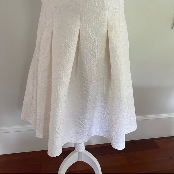 LAUREN RALPH LAUREN White Jacquard Vneck & back Dress Sz 16 - Picture 3 of 6